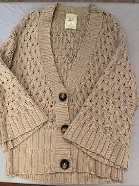 Old Navy Women’s Cream Oatmeal Cottagecore Grandpa Cardigan Sweater, M